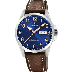 Festina Retro Ανδρικό Ρολόι με Καφέ Δερμάτινο Λουράκι F20358/B