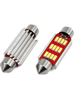 Amio - Λαμπάκια Πλαφονιέρας LED 41mm 12/24V 2.9W 5600K 12LED C10W Festoon Canbus Λευκό Φως για Εσωτερικό Φωτισμό και Πινακίδα Αυτοκινήτου - 2 τεμ. (01291/AM)