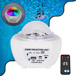 GloboStar(R) 79604 Λευκό Επιτραπέζιο Διακοσμητικό Φωτιστικό Ειδικών Εφε NIGHT SKY GALAXY 3D LED 10W DC 5V 2200mAh Επαναφορτιζόμενο με Bluetooth Speaker - Sound Activated - Καλώδιο Τροφοδοσίας USB και