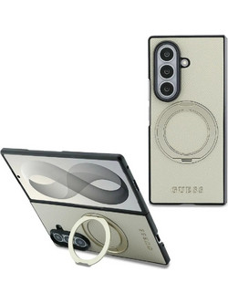 Guess Ring Stand Grained Classic Logo Magsafe Back Cover Beige (Samsung Galaxy Z Fold 8 Ultra)