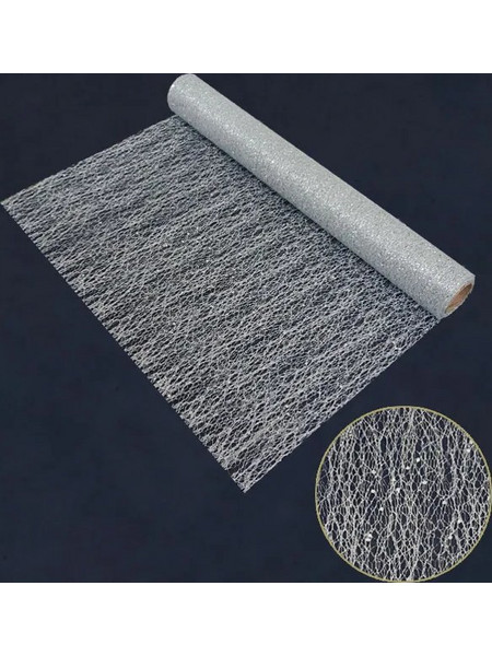 ΧΡΙΣΤΟΥΓ. ΥΦΑΣΜΑ ΑΣΗΜΙ GLITTER ΡΟΛΟ 48cm.x5yd 60/ΚΙΒ 11-17811