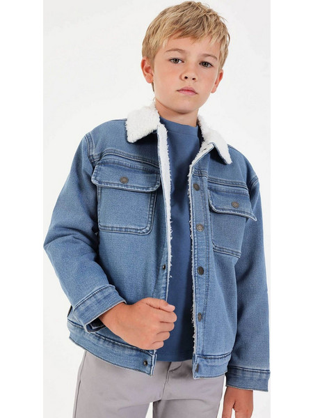 Boboli παιδικό denim jacket με μπουκλέ γιακά - 544159 Denim Blue