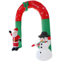 VenCore 8979-10001 - Santa Claus With Snowman Balloon 2.4m - Χριστουγεννιάτικη Φιγούρα Φουσκωτή Αγιου Βασίλη με Χιονάνθρωπο Εξωτερικού Χώρου 2.4m Ύψος
