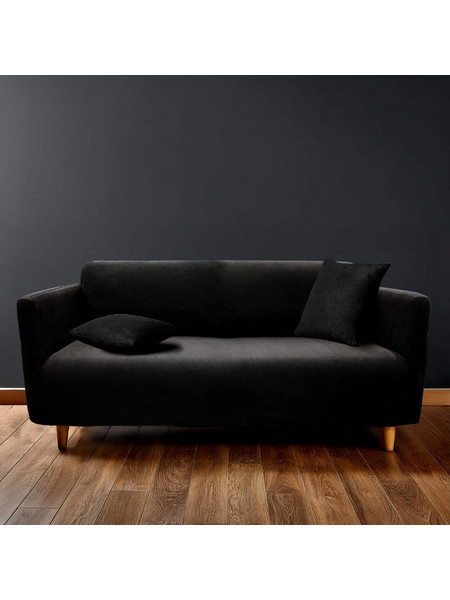 Ελαστικό Κάλυμμα Καναπε Gaufre Sacha Douceur d'interieur με μήκος 180-230cm - Black 1612928