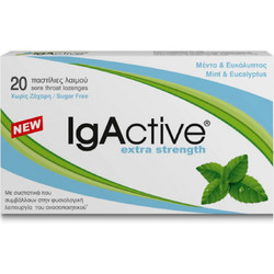 IgActive Καραμέλες για Ερεθισμένο Λαιμό & Πονόλαιμο Ευκάλυπτος & Μέντα 20τμχ