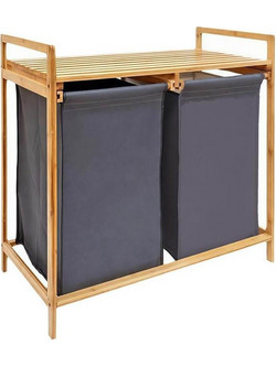 Καλάθι απλύτων διπλό Nextdeco μπαμπού Υ67x70x36.5εκ. - NEXT 36325