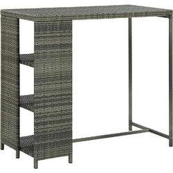 vidaXL Τραπέζι Μπαρ με Ράφια Γκρι 120x60x110 εκ. από Συνθετικό Ρατάν