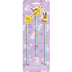 POKEMON - Flower Collection - Pack of 3 Pencils with Topper