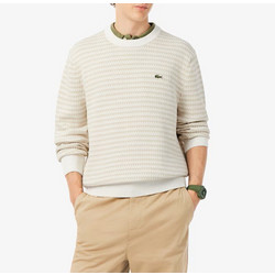 Lacoste ανδρική μπλούζα Cotton Striped AH8569-WL6 Εκρού