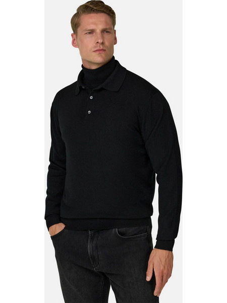 Boggi Milano Ανδρική Μπλούζα Polo Μακρυμάνικη Μαύρη BO26A018902