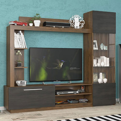 Σύνθετο σαλονιού June pakoworld καρυδί-wenge 204x35x177εκ - PAKOWORLD