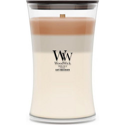 WoodWick Cafe Macchiato Cylinder Wax Candle - Coffee Scent, White/Brown, 1 pc