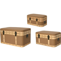 Beauty Home Διακοσμητικά Μπαούλα MDF Σετ 3 Τεμαχίων με Ξύλινο Τελείωμα και Μεταλλικό Κλείσιμο Ροζ