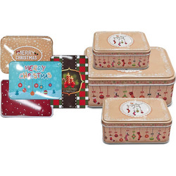 Κουτιά Μεταλλικά Xmas Ορθογώνια σετ=3 τεμ 18x13x6cm 14x10x5cm 12x9x4,5cm Xmasfest 1133816