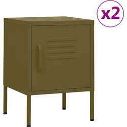 vidaXL Κομοδίνα 2 τεμ. Πράσινο Λαδί 35 x 35 x 51 εκ. Ατσάλινα