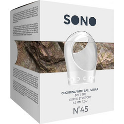 Sono 45 Cock Ring with Ball Strap Ελαστικό Δαχτυλίδι Πέους & Όρχεων Σιλικόνης Διαφανές