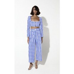 Crop Square Top Blue Vichy
