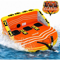 VEVOR Towable Tube for Boating, 1-3 Riders Inflatable Boat Tubes and Towables, 510lbs Water Sport Towable Tube for Boat to Stull - με πλήρες νάιλον κάλυμμα, 16 λαβές λαβής, διπλά σημεία ρυμούλκησης &
