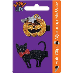 Halloween Clips Μαλλιών Cat-Pumpkin (300-01213)