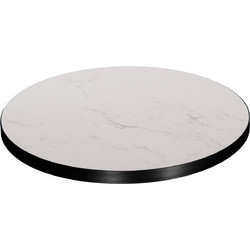 ΕΠΙΦΑΝΕΙΑ ΤΡΑΠΕΖΙΟΥ SINTERED STONE HM6652.02 WHITE MARBLE-ΠΛΑΙΣΙΟ ALU ΜΑΥΡΟ Φ60εκ