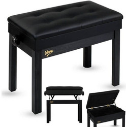 V-TONE PB2 BK piano keyboard bench black upholstered musician seat storage compartment adjustable 49-57 cm up to 140 kg