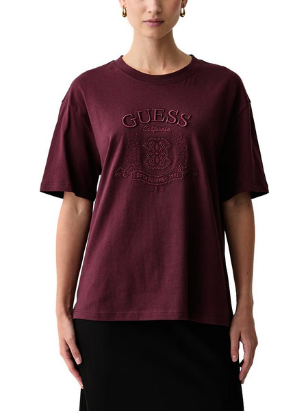GUESS WOMEN T-SHIRT SIBILLA RELAXED CREW NECK LOGO PRINT