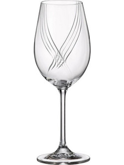 Crystal Bohemia Σετ Ποτήρια Κρασιού Κρύσταλλο Κολωνάτα Colibri Optic 350ml 6τμχ