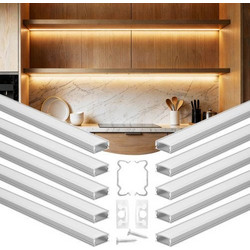 VEVOR 10-Pack 6.6 ft/2M U Shape LED Aluminum Channel, with Milky Cover, End Caps and Mounting Clips, Aluminum Profile for LED Strip Light Installations, Easy Installation, for Under Cabinet Counter