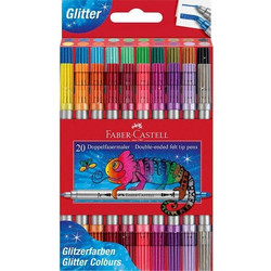 Μαρκαδόροι Faber-Castell Ζωγραφικής Διπλή Μύτη 20 Χρώματα Glitter | 151108
