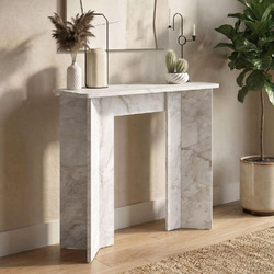 Κονσόλα Mara Megapap χρώμα λευκό εφέ μαρμάρου 90x29,6x91,8εκ