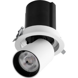 GLOBOSTAR(R) VIRGO-M 60306 Χωνευτό Κινούμενο Downlight Σποτ LED 12W 1560lm 36 AC 220-240V IP20 Φυσικό Λευκό 4500K - Bridgelux COB Chip & TUV SUD Driver - Λευκό & Μαύρο Ματ - Μ11 x Π11 x Υ11.5cm / Q9.5