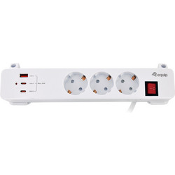 Equip Power Strip 3xSchuko / 2xUSB-C / USB-A with Switch (CL Pla.)