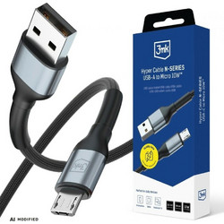 3MK Hyper Cable N-Series Καλώδιο USB-A σε Micro USB 50cm, QC 3.0, 5V/2A, 10W, Μαύρο