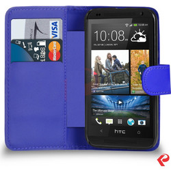 Δερμάτινη Θήκη Πορτοφόλι για HTC Desire 610 Μπλέ (ΟΕΜ)