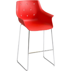 Gaber MORE ST 76 (cod.171./76ST chromed/cromata ) Σκαμπό τεχνοπολυμέριο κόκκινο - μεταλλική βάση 60*55*114(75)cm