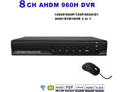 Καταγραφικό DVR 8 καμερών ψηφιακό υψηλής ανάλυσης D1/AHD 960/AHD1080 με εξόδους VGA - HDMI ανίχνευση κίνησης & ελληνικό μενού