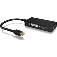 RaidSonic Icy Box 3-in-1 Mini DisplayPort to HDMI/DVI-D/VGA Adapter, Black(IB-AC1032)