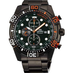 Orient Sporty Ανδρικό Ρολόι Χρονογράφος με Μαύρο Μεταλλικό Μπρασελέ FTT16001F0