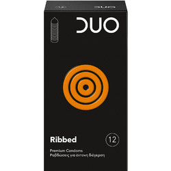 DUO Ribbed Προφυλακτικά με Ραβδώσεις & Λιπαντικό 12τμχ