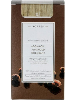 Korres Argan Oil Advanced Colorant 8.1 Ξανθό Ανοιχτό Σαντρέ Μόνιμη Βαφή Μαλλιών Χωρίς Αμμωνία 50ml
