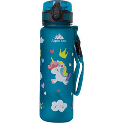 AlpinPro AlpinTec Kids Unicorn Παιδικό Μπουκάλι Θερμός Πλαστικό BPA Free με Καλαμάκι Γαλάζιο 500ml