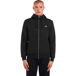 Fred Perry Ανδρική Ζακέτα Φούτερ με Κουκούλα και Φερμουάρ Μαύρη J7536-198