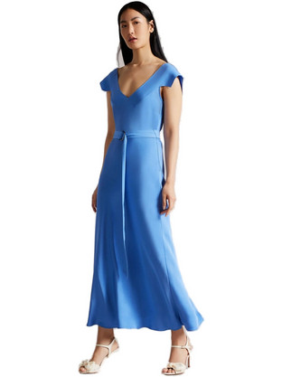 Ted Baker Noemi Midi Καλοκαιρινό Φόρεμα για Γάμο / Βάπτιση Γαλάζιο 259734