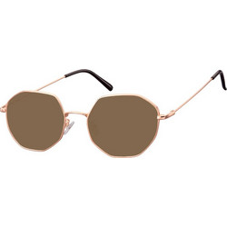 Sunoptic SB925G Ανδρικά Γυαλιά Ηλίου Πολυγωνικά Μεταλλικά Χρυσά με Καφέ Polarized Φακό