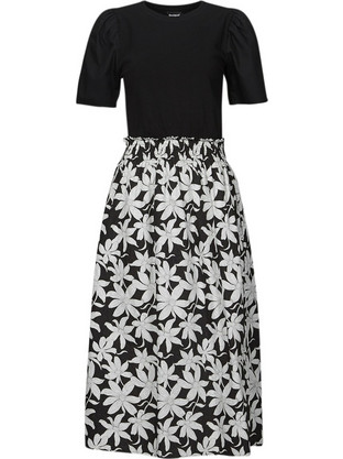 Desigual Marlon Midi Καλοκαιρινό Καθημερινό Φόρεμα Floral Μαύρο 24SWVW40-2000