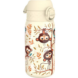 Ion8 Monkeys Παιδικό Μπουκάλι Θερμός Ανοξείδωτο BPA Free με Καλαμάκι Μπεζ 400ml