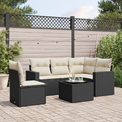 vidaXL Σετ Σαλόνι Κήπου Rattan 6τμχ Μαύρο 3218966