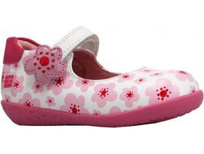 Agatha Ruiz De La Prada Παιδικές Μπαλαρίνες Δερμάτινες Ανατομικές με Σκρατς Λευκες Φούξια 182903