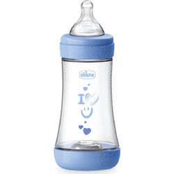Chicco Perfect 5 Πλαστικό Μπιμπερό με Θηλή Σιλικόνης κατά των Κολικών 2m+ Blue 240ml