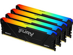 Kingston Fury Beast RGB 128GB (4X32GB) DDR4 RAM 3600MHz C18 Black